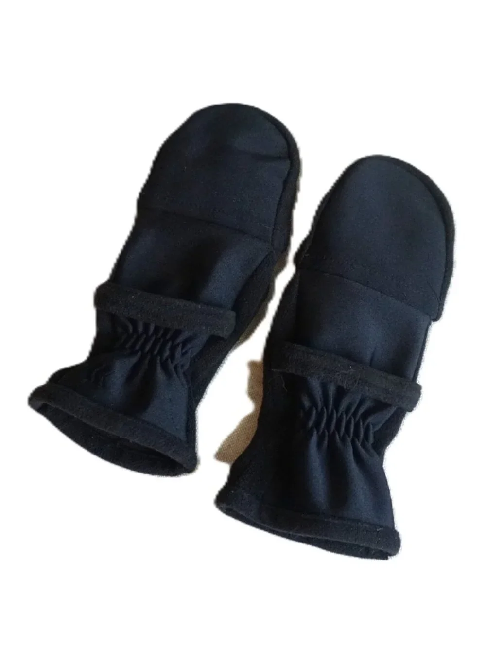 Isotoner Black Fingerless Convertible Mittens Thermal Fleece Gloves Women’s OSFM - Picture 4 of 10